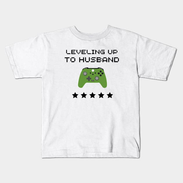 Leveling Up to Husband New Husband Gamer Gift Kids T-Shirt by Haperus Apparel